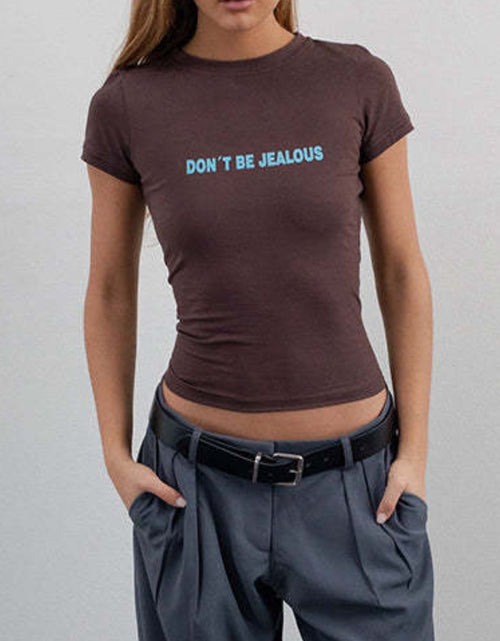 Load image into Gallery viewer, Letter Round Neck Short Sleeve T-Shirt
