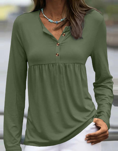 Load image into Gallery viewer, Half Button Long Sleeve T-Shirt
