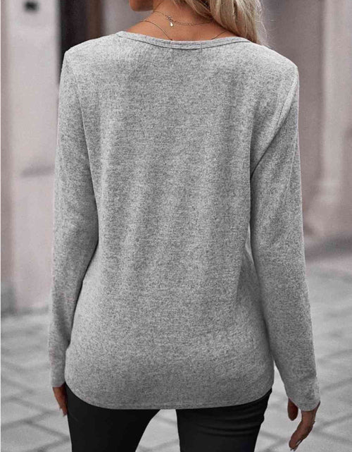 Load image into Gallery viewer, Round Neck Buttoned Long Sleeve T-Shirt
