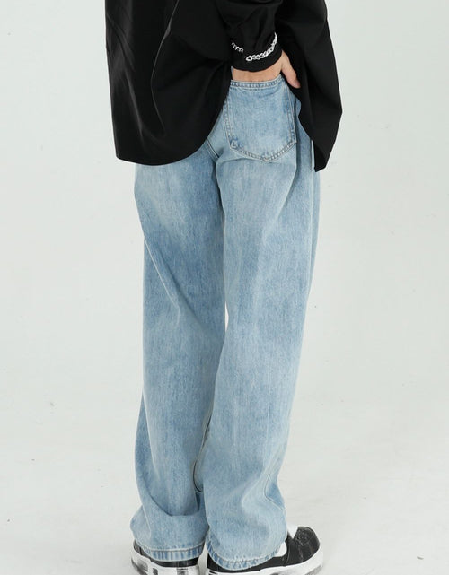 Load image into Gallery viewer, Mid Rise Wide Straight Jeans with Pockets
