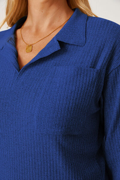 Load image into Gallery viewer, Collared Neck Dropped Shoulder T-Shirt
