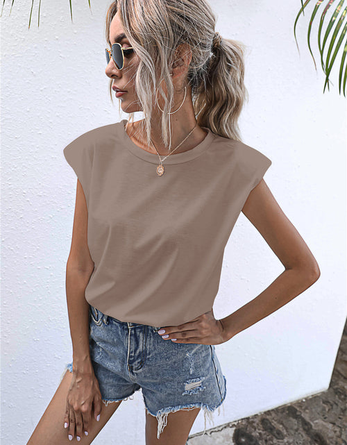 Load image into Gallery viewer, Round Neck Cap Sleeve Tee
