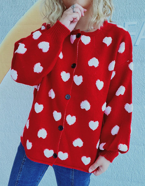 Load image into Gallery viewer, Heart Button Up Long Sleeve Cardigan
