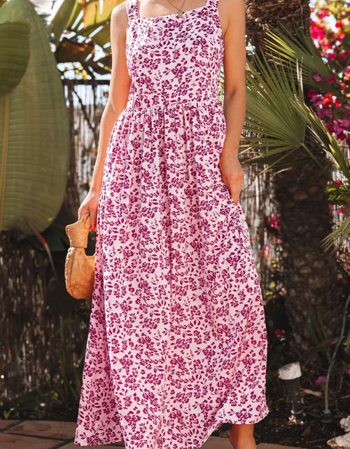 Load image into Gallery viewer, Floral Cutout Back Square Neck Maxi Dress
