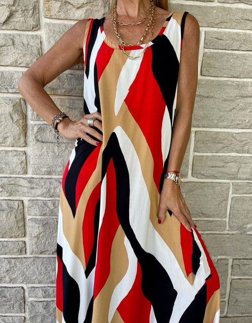 Load image into Gallery viewer, Printed Round Neck Mini Tank Dress
