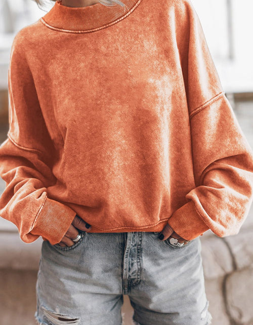 Load image into Gallery viewer, Mock Neck Dropped Shoulder Sweatshirt
