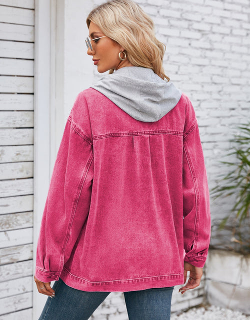 Load image into Gallery viewer, Pocketd Button Up Detachable Hooded Denim Jacket
