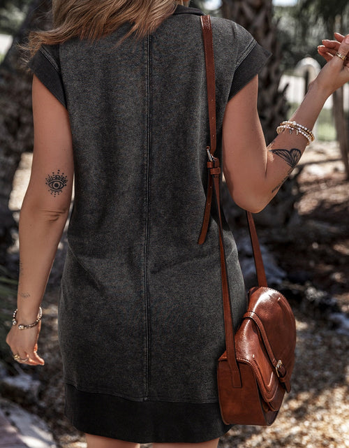 Load image into Gallery viewer, Half Zip Cap Sleeve Mini Dress
