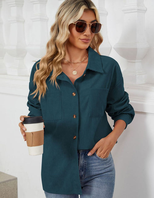 Load image into Gallery viewer, Button Up Dropped Shoulder Long Sleeve Outerwear
