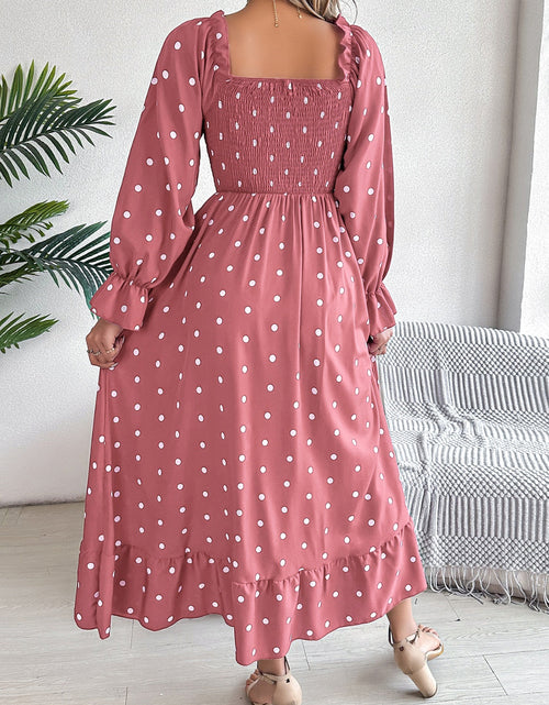 Load image into Gallery viewer, Polka Dot Flounce Sleeve Midi Dress
