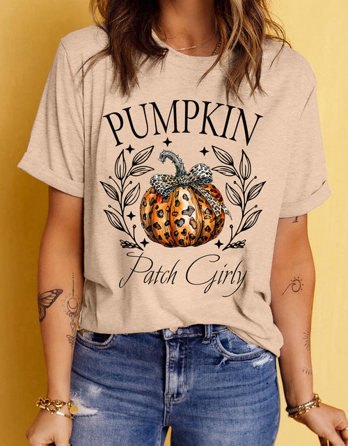 Load image into Gallery viewer, Pumpkin Graphic Round Neck Short Sleeve T-Shirt
