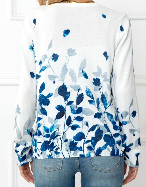 Load image into Gallery viewer, Woven Right Floral Button Front Round Neck Cardigan
