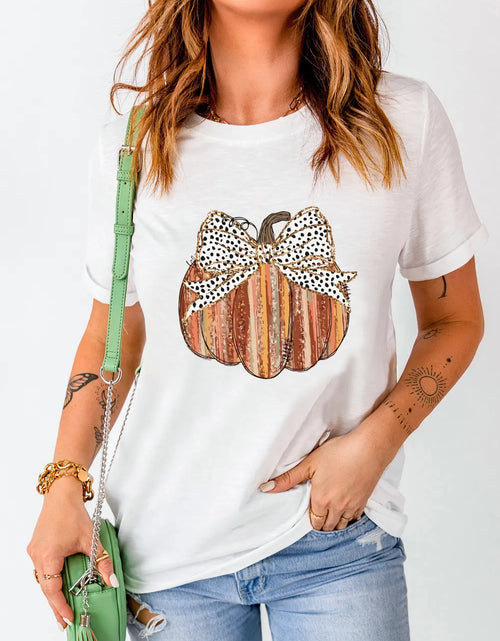 Load image into Gallery viewer, Full Size Pumpkin Round Neck Short Sleeve T-Shirt

