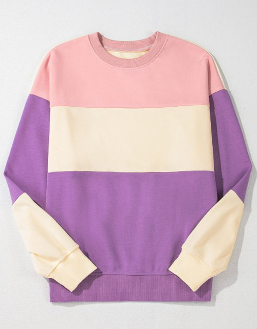 Load image into Gallery viewer, Contrast Round Neck Long Sleeve Sweatshirt
