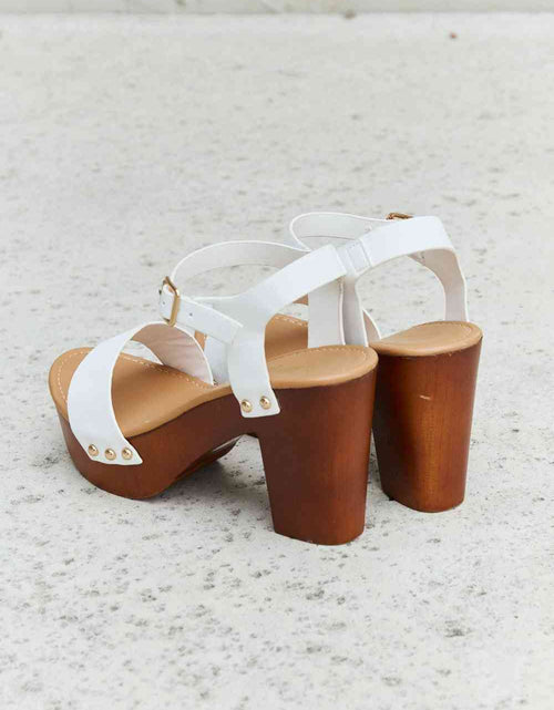 Load image into Gallery viewer, DDK Time After Time Wooden Platform Strap Heels
