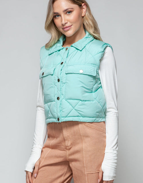 Load image into Gallery viewer, Snobbish Snap Down Quilted Crop Vest
