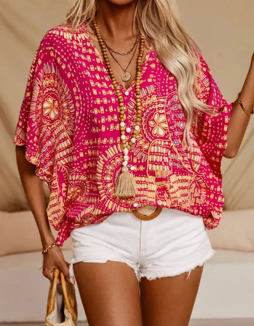 Load image into Gallery viewer, Printed V-Neck Half Sleeve Top
