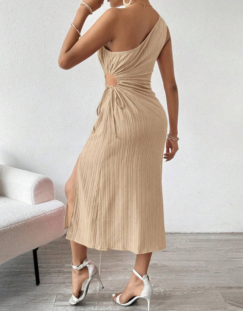 Load image into Gallery viewer, Side Slit Cutout Single Shoulder Dress
