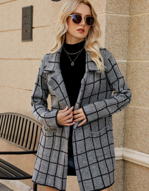 Load image into Gallery viewer, Printed Open Front Lapel Collar Cardigan with Pockets
