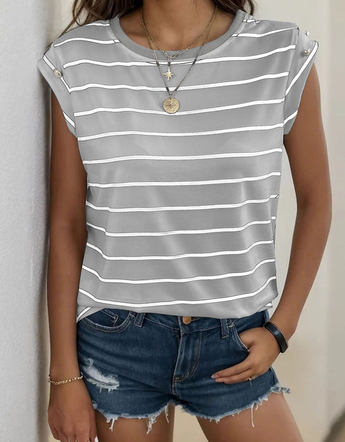 Load image into Gallery viewer, Perfee Decorative Button Round Neck T-Shirt
