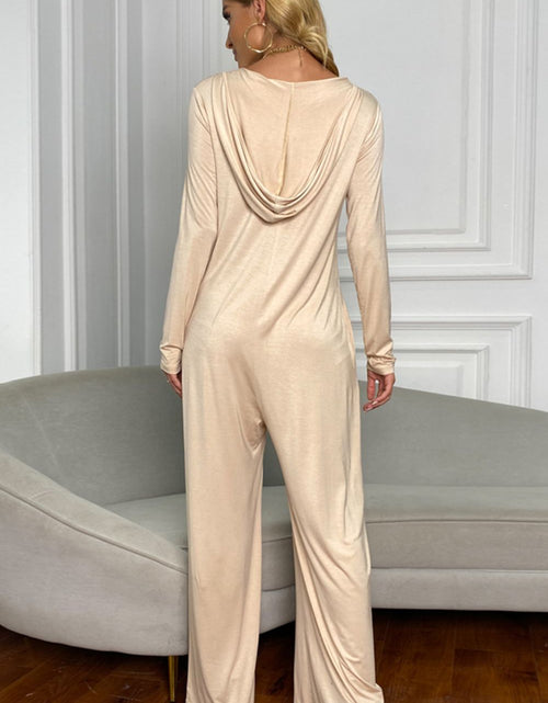 Load image into Gallery viewer, Shiny Long Sleeve V-Neck Jumpsuit with Pockets
