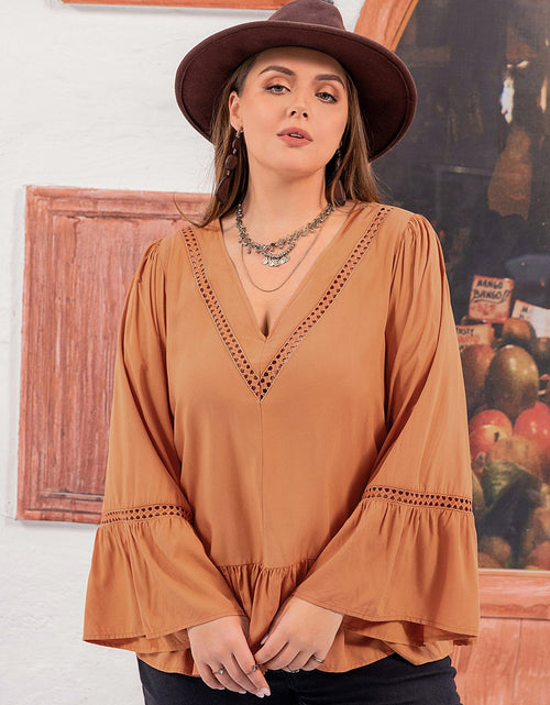 Load image into Gallery viewer, Plus Size V-Neck Peplum Blouse
