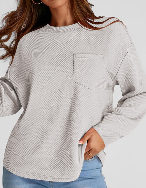 Load image into Gallery viewer, Full Size Texture Round Neck Long Sleeve Sweatshirt
