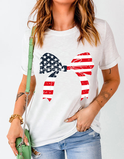 Load image into Gallery viewer, Bow Round Neck Short Sleeve T-Shirt

