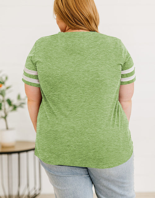 Load image into Gallery viewer, Plus Size Striped V-Neck Tee Shirt
