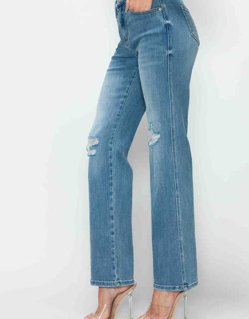 Load image into Gallery viewer, bytos Full Size Distressed High Rise Straight Jeans
