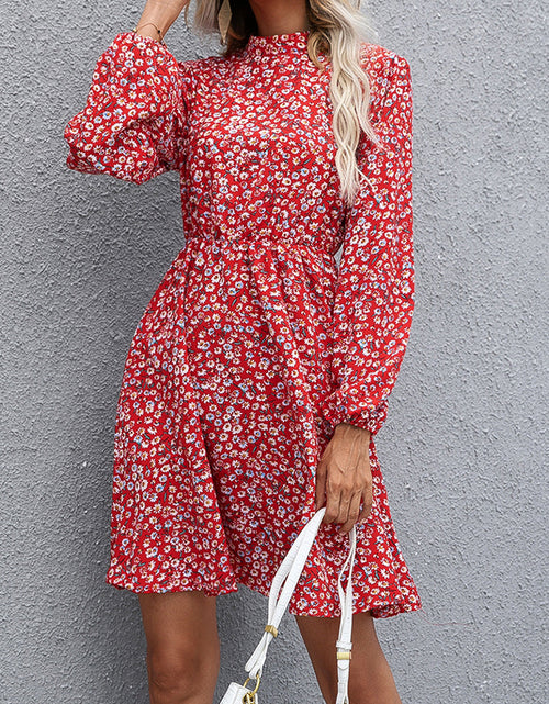 Load image into Gallery viewer, Ivy Lane Floral Mock Neck Long Sleeve Dress
