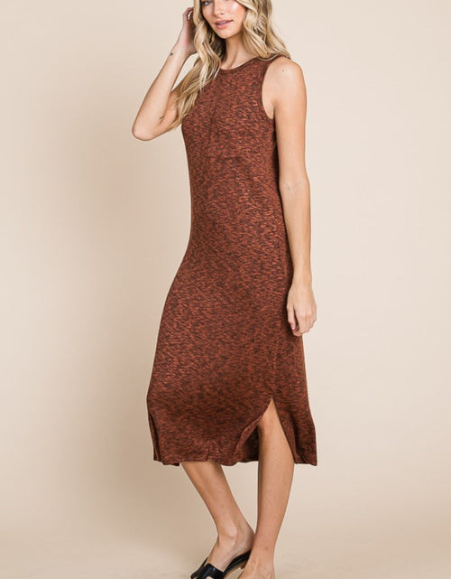 Load image into Gallery viewer, BOMBOM Slit Round Neck Sleeveless Midi Dress
