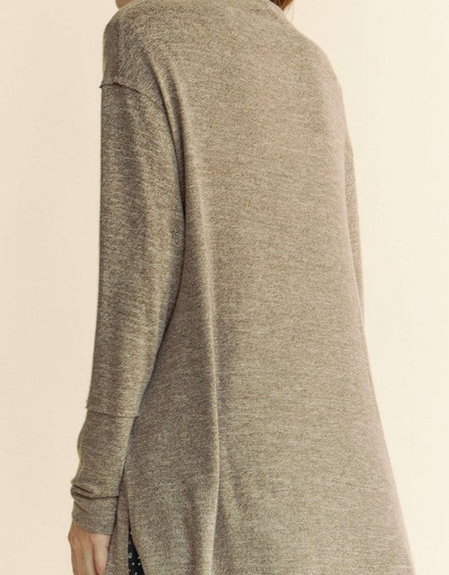 Load image into Gallery viewer, Davi &amp; Dani Slit Mock Neck Long Sleeve Top
