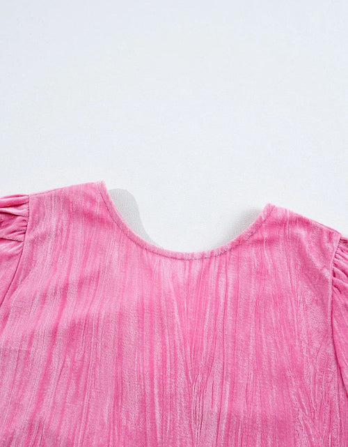 Load image into Gallery viewer, Tied Round Neck Flounce Sleeve Mini Dress
