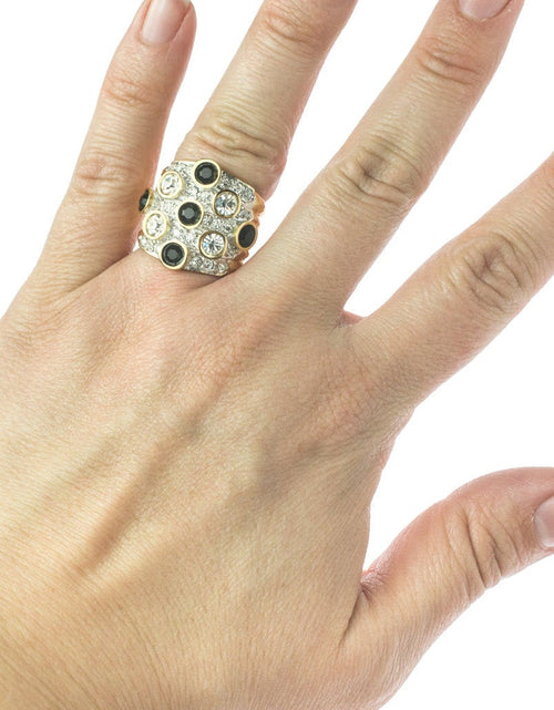 Load image into Gallery viewer, Vintage Pave Austrian Crystal Ring Womens Antique Ring 18k Yellow Gold Electroplated Made in USA by PVD Vintage Jewelry
