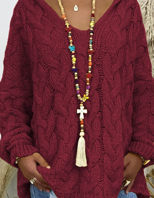Load image into Gallery viewer, Cable-Knit Hooded Sweater
