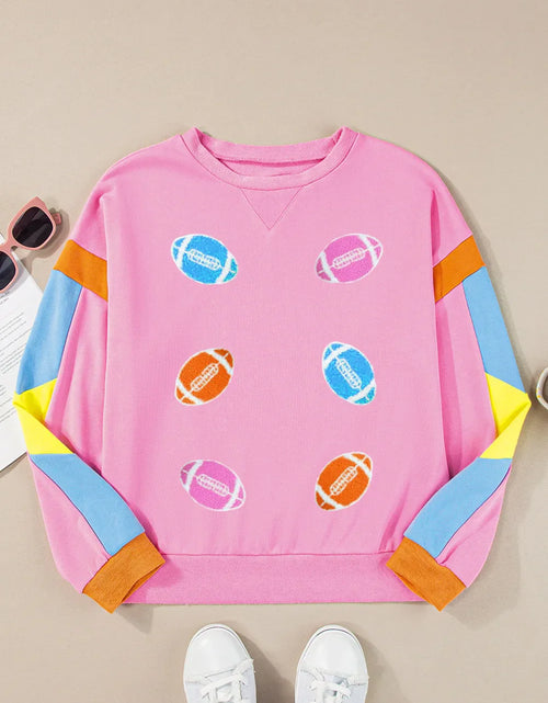 Load image into Gallery viewer, Contrast Football Long Sleeve Sweatshirt
