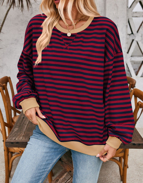 Load image into Gallery viewer, Lovelet Contrast Striped Long Sleeve Sweatshirt

