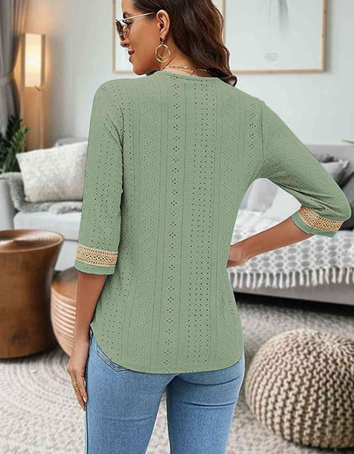 Load image into Gallery viewer, V-Neck Eyelet Blouse

