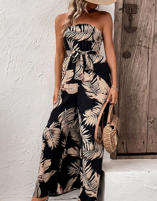 Load image into Gallery viewer, Perfee Printed Strapless Wide Leg Jumpsuit with Pockets
