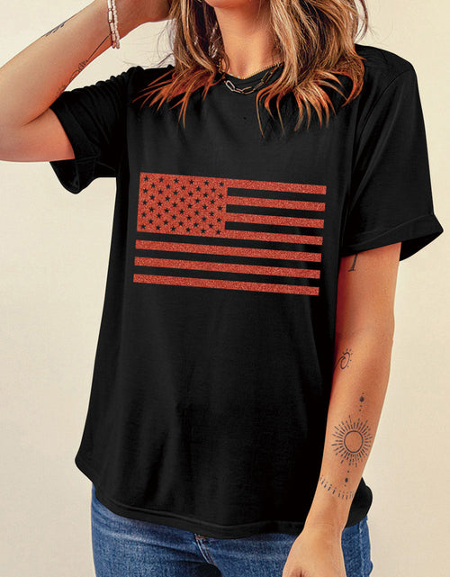 Load image into Gallery viewer, US Flag Round Neck Short Sleeve T-Shirt
