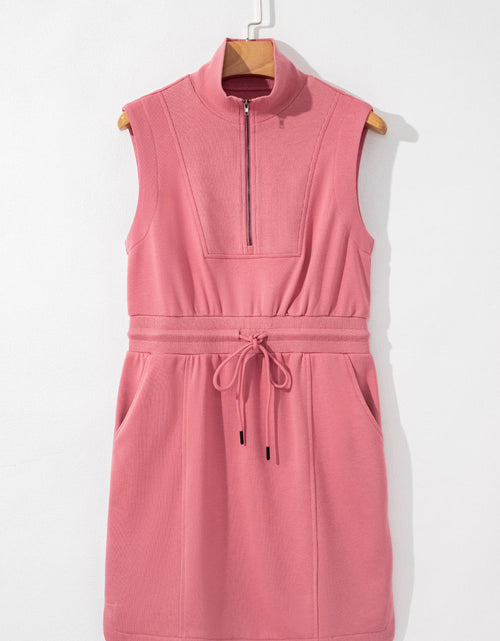 Load image into Gallery viewer, Nayeli Zipped Collar Drawstring Waist Dress by Poppy Lee Lane

