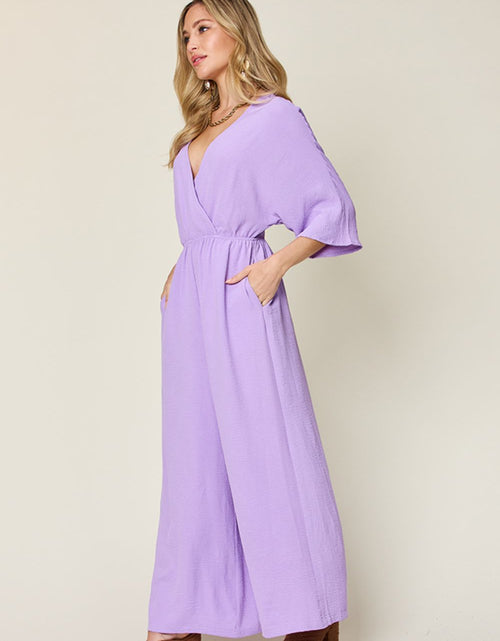 Load image into Gallery viewer, Double Take Full Size Surplice Wide Leg Jumpsuit with Pockets
