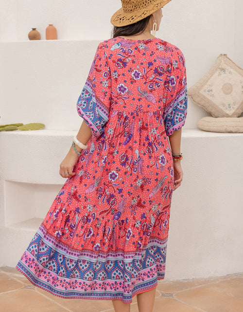 Load image into Gallery viewer, Printed Puff Sleeve Midi Dress
