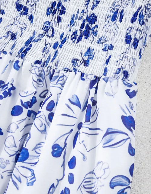 Load image into Gallery viewer, Smocked Printed Square Neck Puff Sleeve Dress

