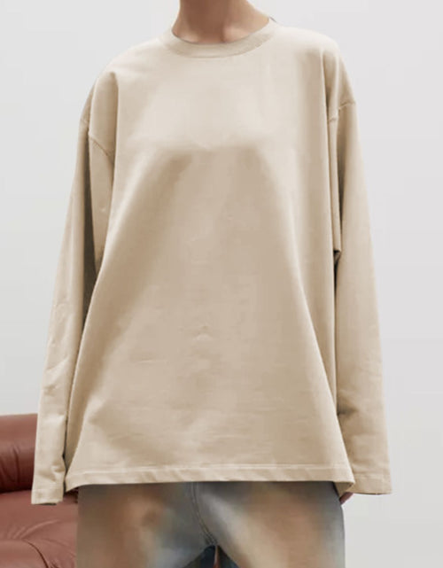 Load image into Gallery viewer, Round Neck Dropped Shoulder Long Sleeve T-Shirt
