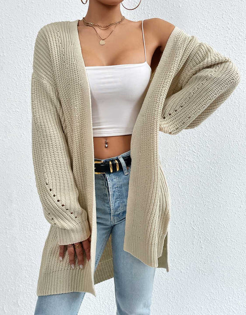 Load image into Gallery viewer, Open Front Dropped Shoulder Slit Cardigan

