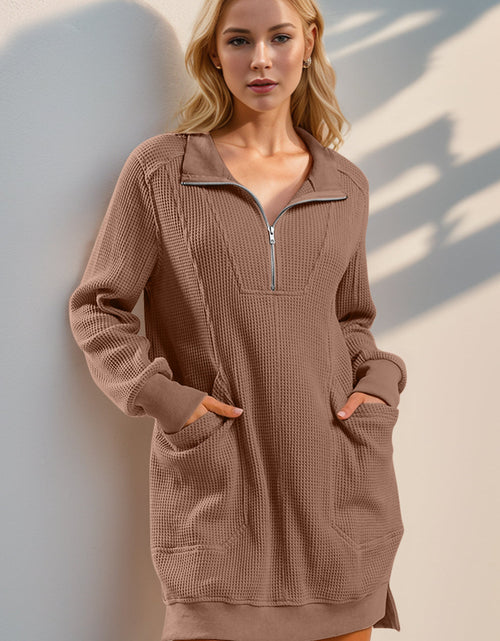 Load image into Gallery viewer, Double Take Waffle Long Sleeve Mini Dress with Pockets

