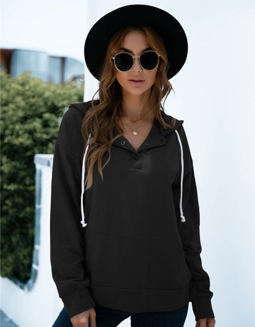 Load image into Gallery viewer, Quarter Snap Drawstring Hoodie with Kangaroo Pocket
