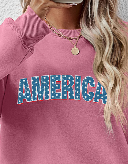 Load image into Gallery viewer, AMERICA Round Neck Dropped Shoulder Sweatshirt
